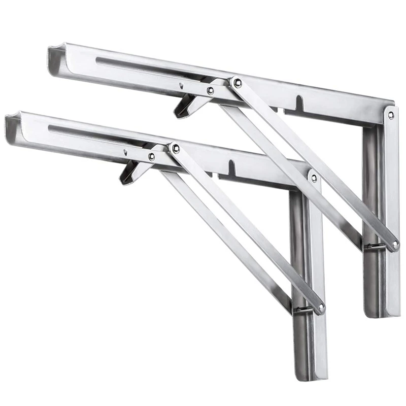 type1 Folding Shelf Brackets Heavy Duty Stainless Steel Collapsible Wall Mounted Shelf for DIY Bracket,Folding Bench,Work Table, Spac - Цвет: type1