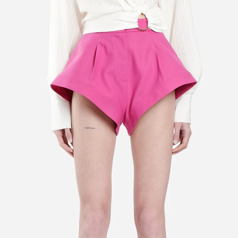 DEAT Women Rose Red Brief Temperament Wide Leg Shorts New High Waist Loose Fit Trousers Fashion Tide Spring Summer 2020 1T663 | Женская