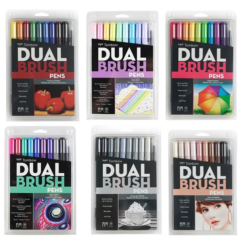 

Japan Tombow Brush Pen Art Markers Set Smooth Watercolor Drawing Marker Pens Color Caligraphy Lettering Dual Brushpen ABT
