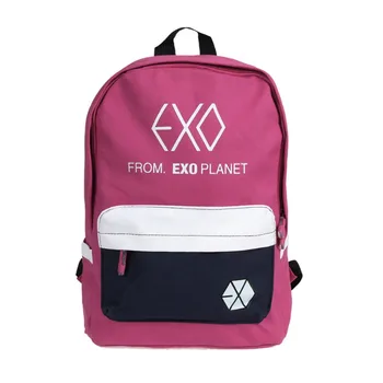 

New Korean Fashion Kpop EXO Canvas Backpacks for Teenage Girls Casual Patchwork Zipper Bag Pack Rucksack Sac A Dos Femme