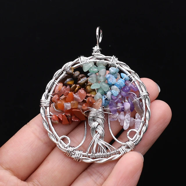 Multicolor Stone Seven Chakra Tree Of Life Pendant With Adjustable Leather  Cord, For Healing at Rs 40/piece in Vadodara