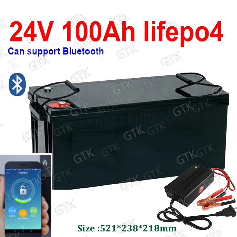 GTK Wasserdichte 24V 100AH lifepo4 Lithium Batterie Bluetooth BMS APP für  2400W Wohnmobile Solar Energie RV EV AGV + 10A Ladegerät|Akku-Packs| -  AliExpress