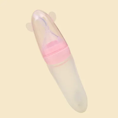 Pink Рисовая ложка для новорожденных, безопасная посуда, инструменты, товары для матери и ребенка, силиконовая ложка для малышей, бутылочка для кормления - Цвет: Pink