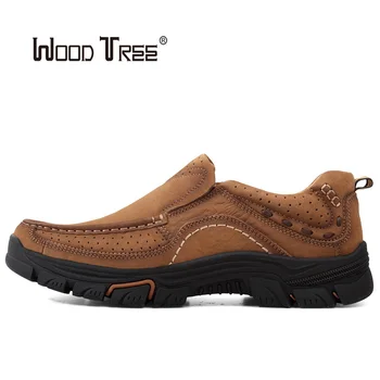 

WOODTREE Men Hiking Shoes Comfortable First Layer Cowhide Leather Outdoor Sneakers Men Breathable Hiking Sports Boots