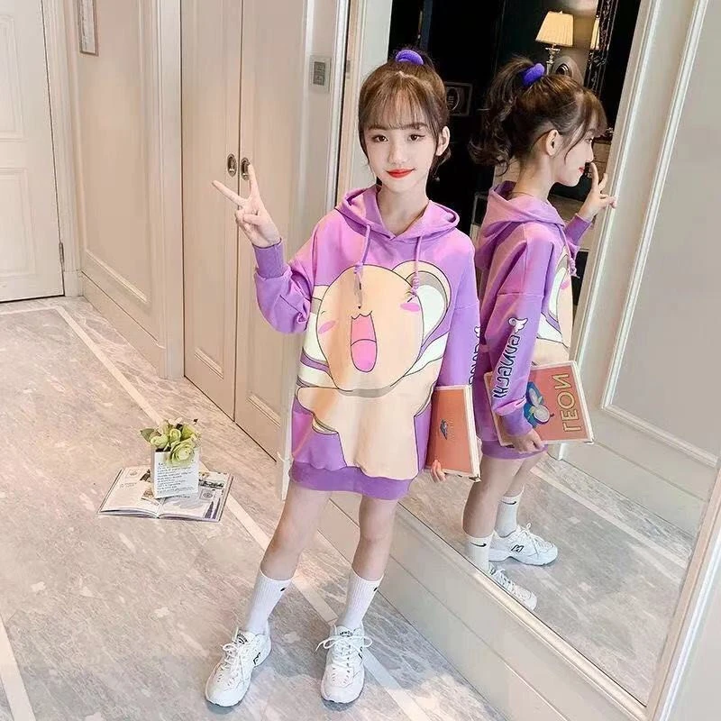 hoodie for girl 2021 New Fashion Spring Autumn Tops Hoodies Girls Sweatshirts Coat Kids Outwear Teenager Children Clothes High Quality free children's hoodie sewing pattern