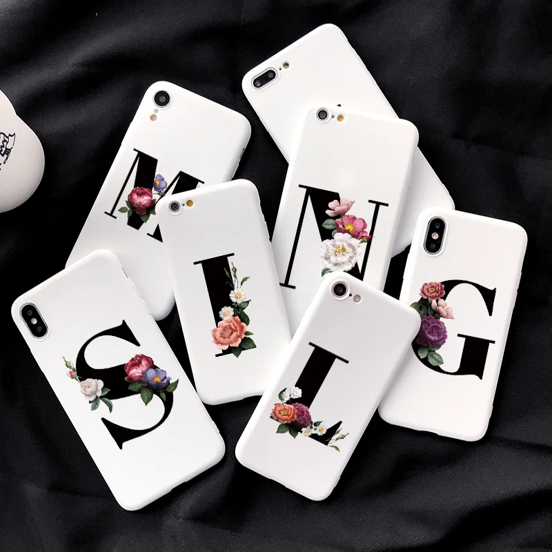 

Floral Letter Cover For Samsung Galaxy A71 A51 A50 A70 A81 Soft Phone Case For Samsung Galaxy S20 Ultra Note 10 Lite Plus Fundas