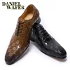 LUXURY ITALIAN LEATHER SHOES MEN NEW FASHION PLAID PRINTS LACE UP BLACK BROWN WEDDING OFFICE SHOES FORMAL OXFORD SHOES FOR MEN ► Photo 1/6