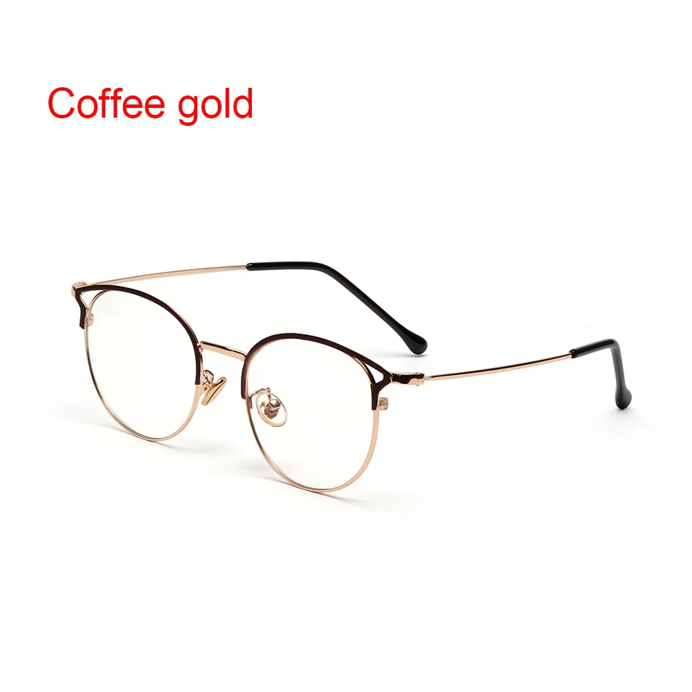 Coffee gold Анти-синий светильник унисекс очки радиационная защита компьютерные очки Ретро металлическая оправа Круглый Круг для чтения игровые очки - Цвет оправы: Coffee gold
