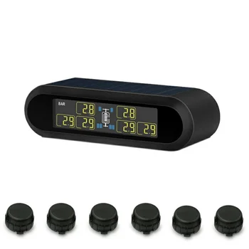 

Universal LCD TPMS USB Tire Pressure Monitoringal Alarm System 6 External Sensors Rechargeable Pressure for VW Toyota SUV FM