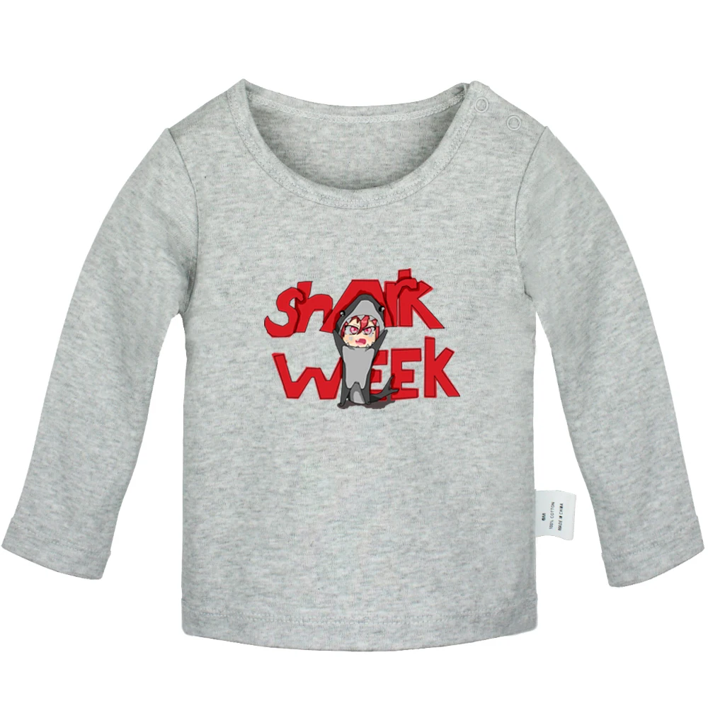 JbBabyYG2217C «Неделя Акул», футболки для новорожденных с надписью «I survied It Week Here's Shark свирепые акулы», однотонные футболки с длинными рукавами для малышей - Цвет: JbBabyYG2217C
