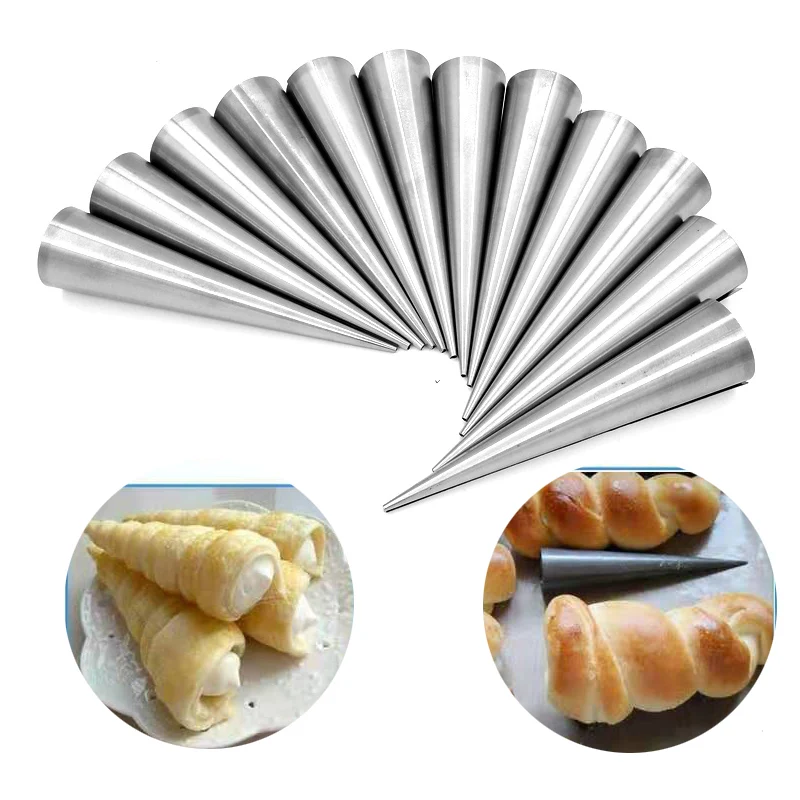 12pcs Cream Horn Molds Stainless Steel Horn Mold Eco-friendly Tubes Pastry Tools Baking Mold 