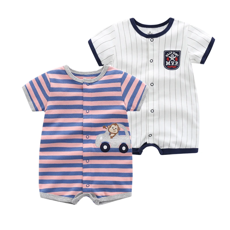 2Pcs/lot  Brand Summer 2021 Baby Girl Clothes Cotton Jumpsuit Baby Clothing Short sleeve  Infant Boys Clothes 0-24M Baby Rompers coloured baby bodysuits Baby Rompers