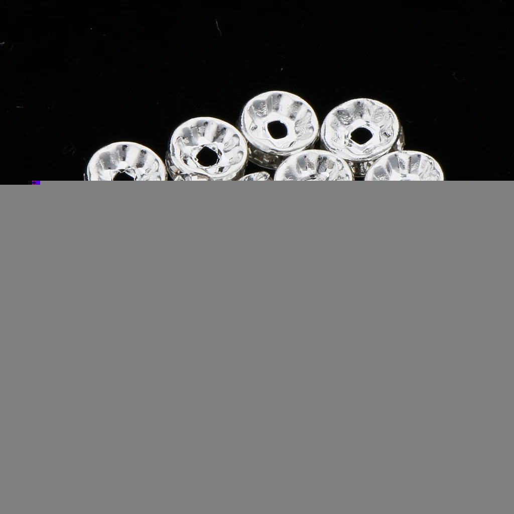 100 Pcs 8mm silver color Stainless Steel Rhinestone Loose Beads Spacer DIY Findings Flower /Round Style for NecklaceBracelet Jewelry