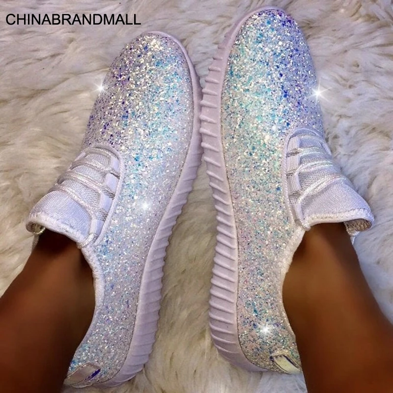 

Laamei Women Bling Sneakers 2020 Autumn New Casual Flat Ladies Vulcanized Shoes Lace Up Outdoor Sport Running Sparkling Shoes