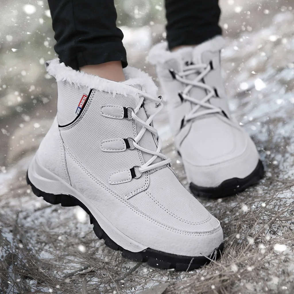 

Women's Winter warm fur plush Insole shoes woman Cotton Booties Slip-On Non-slip Lace-Up Warm Casual Warmer Hiking Snow Booties