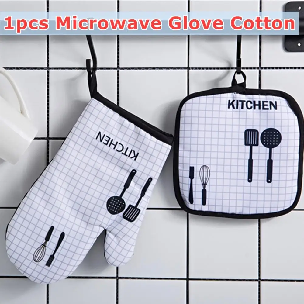2pc/set BBQ Glove Microwave Baking Cotton Cute Oven Mitts Heat Resistant Linen Potholders Non-slip Kitchen Cooking Tools Mitten