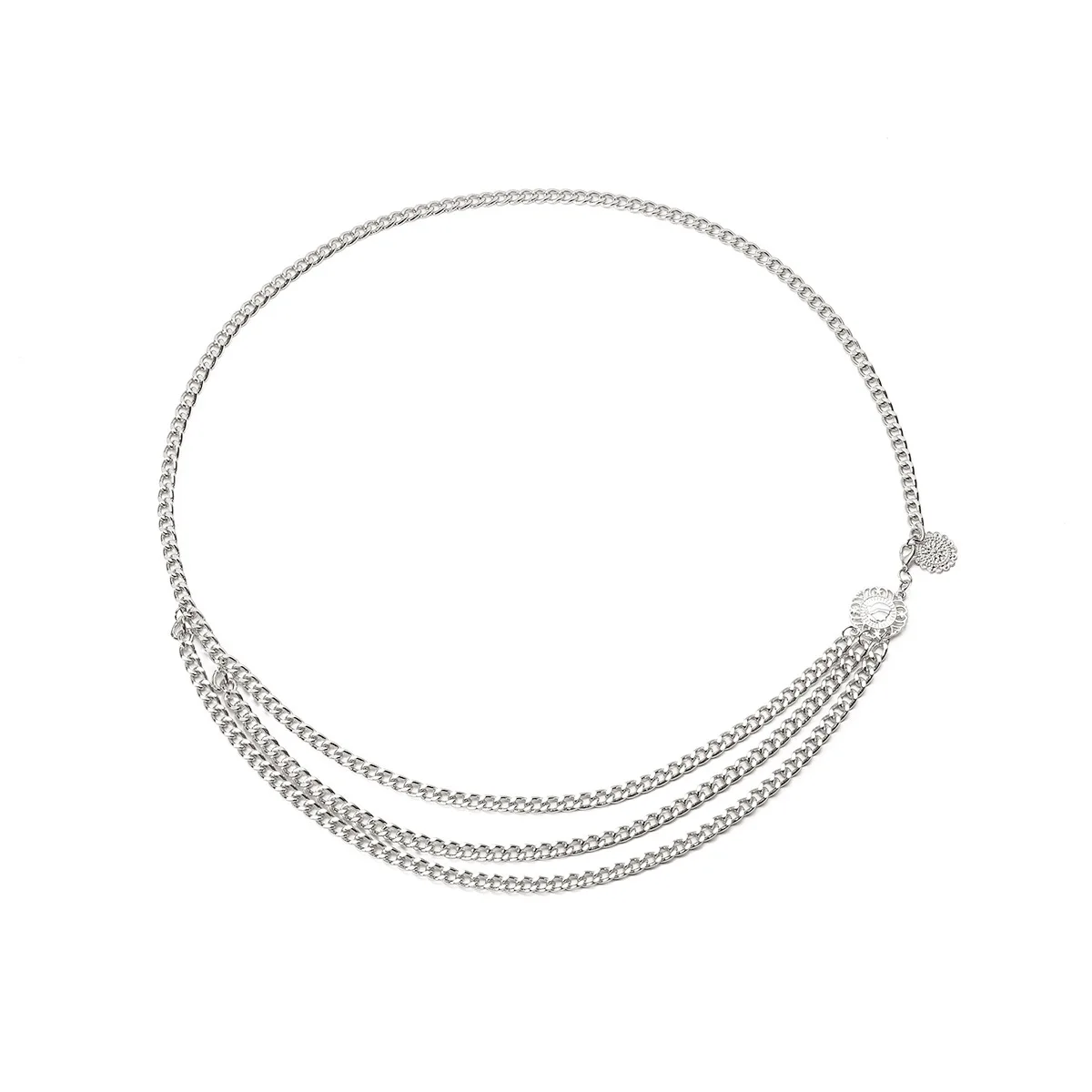 Silvery Модный женский золотой пояс с кисточками и цепочкой для женщин, Джинсовый пояс с подсолнухом и серебряной бахромой, женское платье из сплава с высокой талией и цепочкой 127 - Цвет: Silvery
