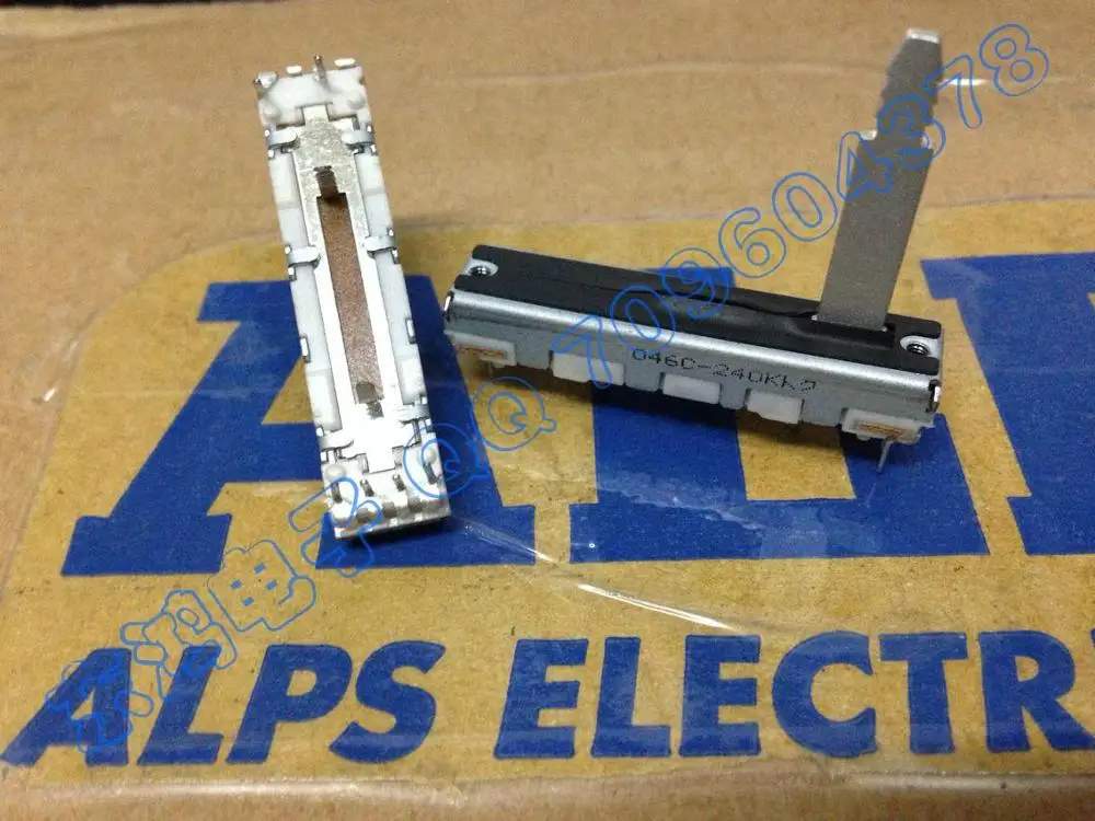 

2PCS/LOT ..ALPS 4 cm sliding potentiometer with 2 step point, double B240K 24MM shaft..