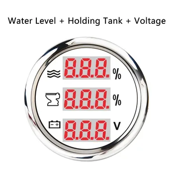 

52mm Digital Gauge 3 in 1 Multi-Function Water Level Oil Press Fuel Gauge Tacho Meter Voltage With Alarm 9-32V