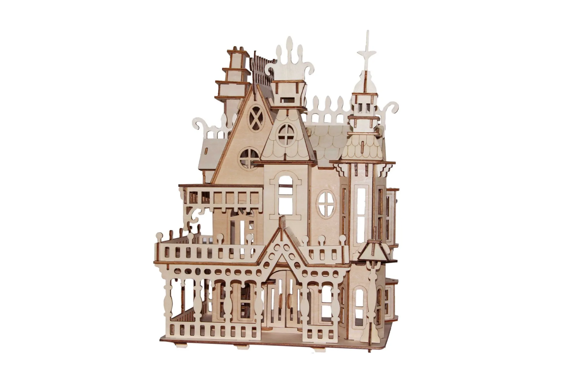 

Quadruple Laser Wood 3D Toy Children'S Educational Adult Crafts Fight Inserted Jigsaw Puzzle Architecture Model Large Villa Hous
