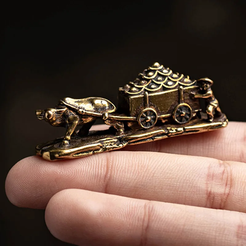 Антикварные медные фигурки Ox Cart миниатюрные статуя для уборки настольные