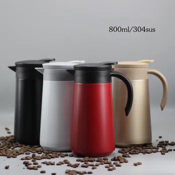 

800ml Thermo Jug Heat Kettle Vacuum Insulated Pot Coffee Tea Thermos Flasks Cups Teacup Stainless Steel Business Car Cup