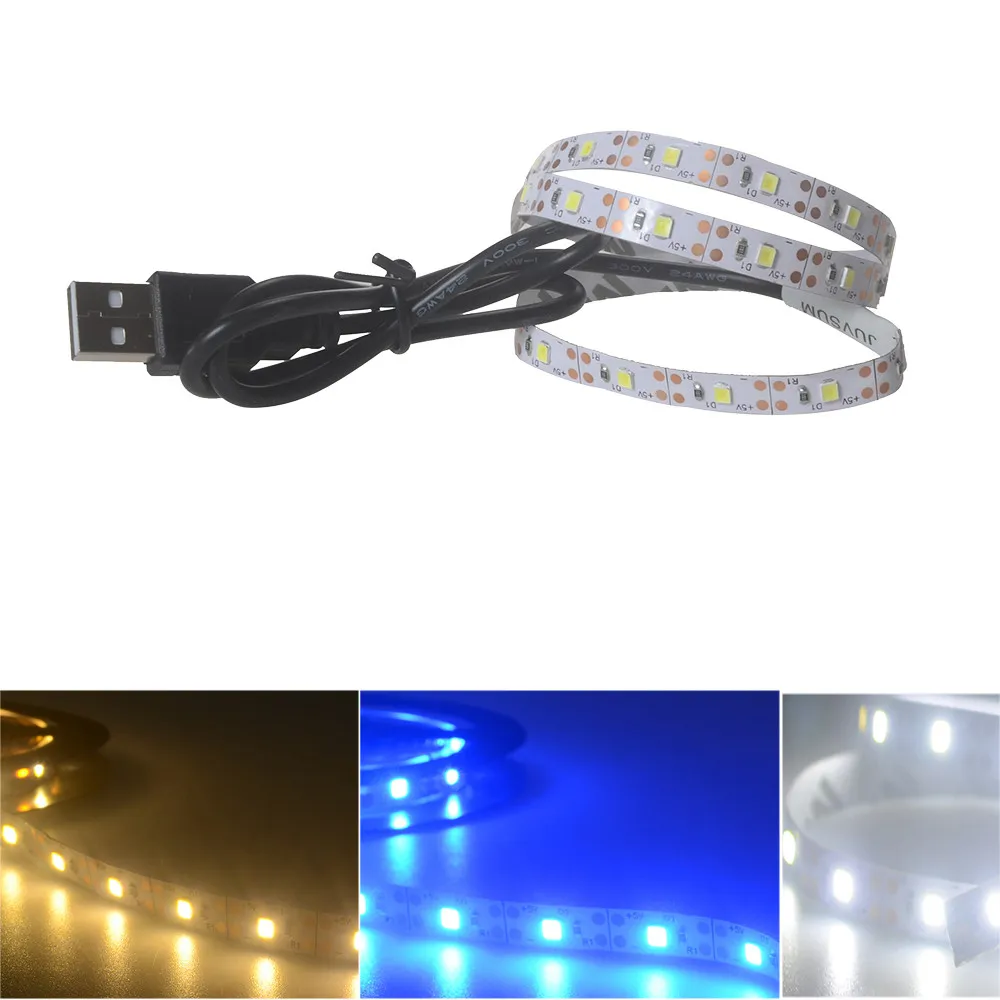 

5V 2835 30SMD/50CM White/Warm white/Blue LED Strip Light Bar TV Back Lighting garden decoration accessories light strip