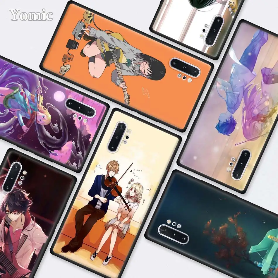 

Playing Violin anime Black Cases for Samsung Galaxy Note 10 5G 9 8 M40 M30 M20 S10 Plus A50 A70 Silicone Phone Cover