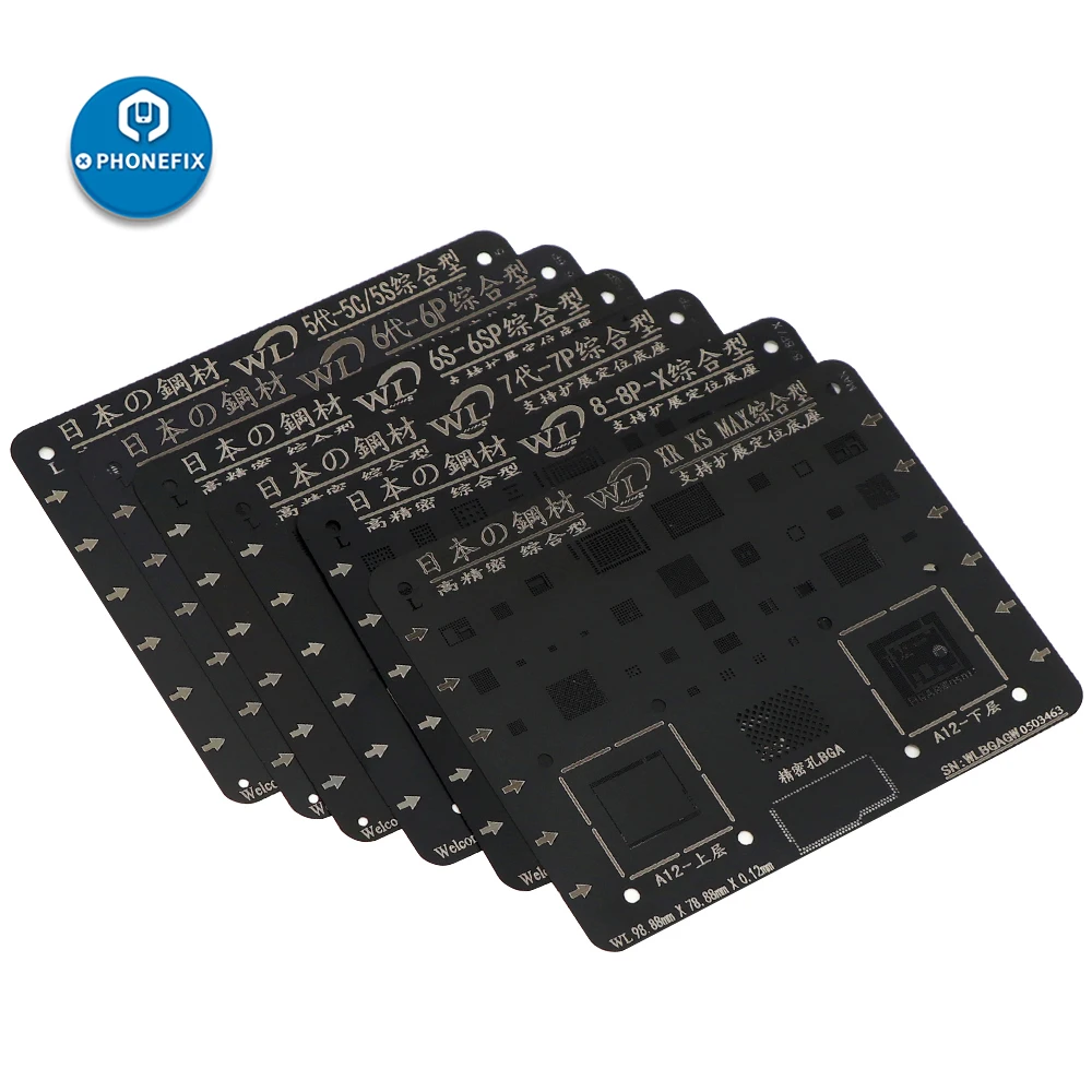 Трафарет WL из нержавеющей стали для реболлинга BGA черная сетка iPhone 12 11 8 X XS MAX XR