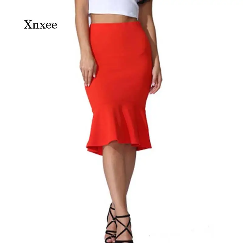 

Женская эластичная юбка-годе, повседневная юбка с высокой талией и оборками, весна-осень 2021