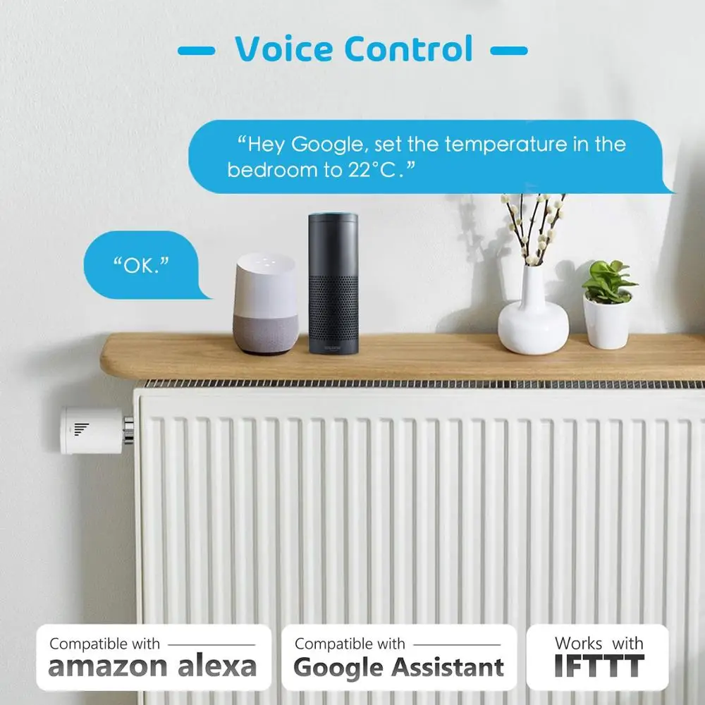 Meross Smart WLAN термостат радиатора с ЖК-дисплеем совместим с Alexa, Google Assistant и IFTTT,алиса яндекс с концентратором MTS100H