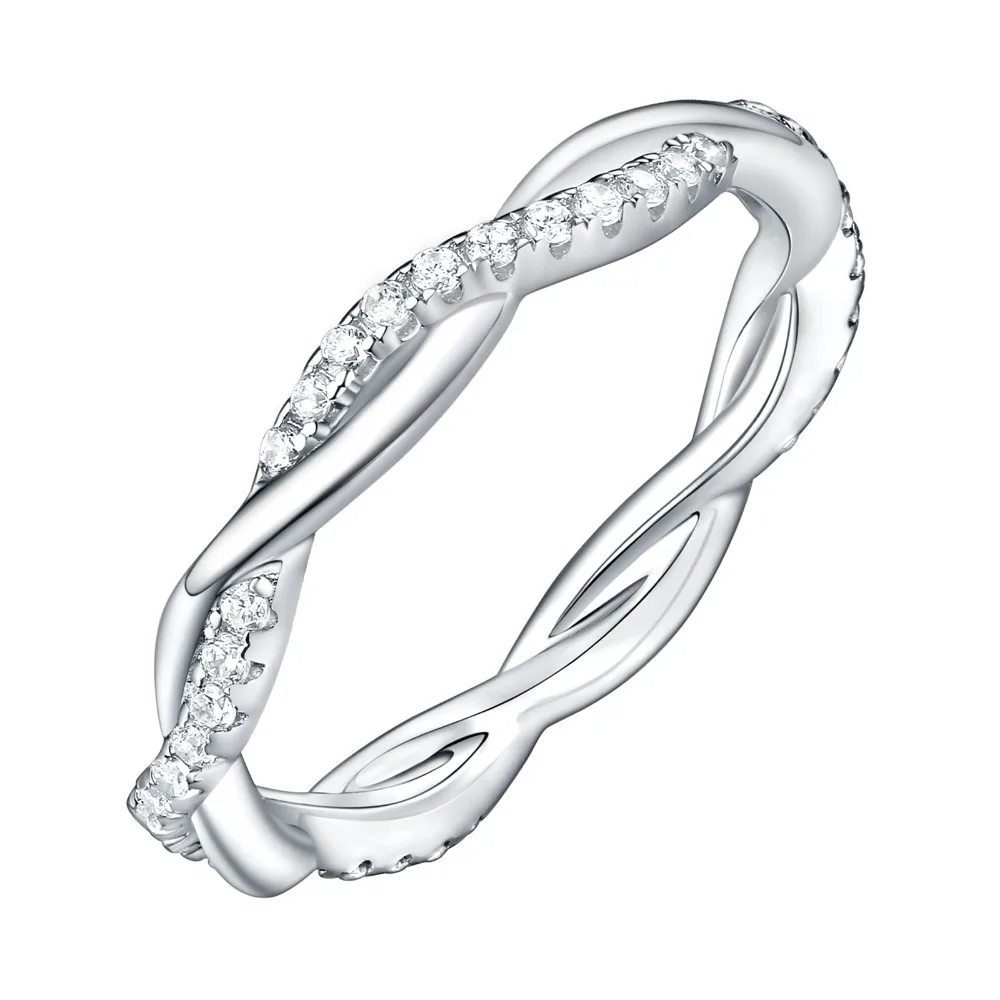 Обручальное кольцо Newshe из стерлингового серебра 925 пробы для женщин, крученая веревка, волнистый дизайн, кривая лента, модные ювелирные изделия CZ, ювелирный подарок