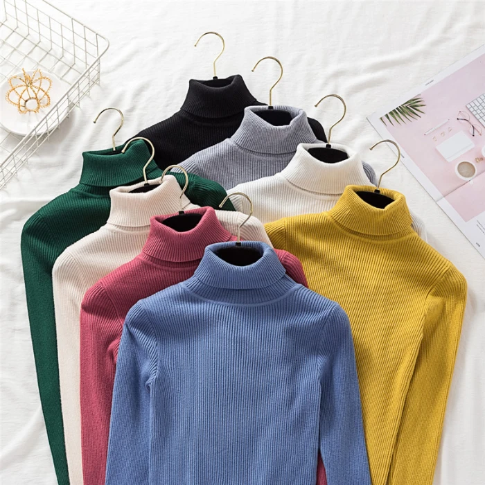

Turtleneck Sweater Women Jumper 2019 Autumn Winter Tops Women's Sweaters Pullover Knitted Sweater Pull Femme Hiver Truien Dames