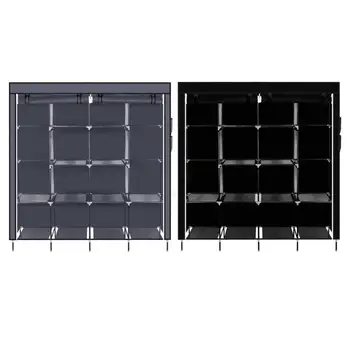 

67" wardrobe closet portable closet clothes storage rack 12 shelves 4 side