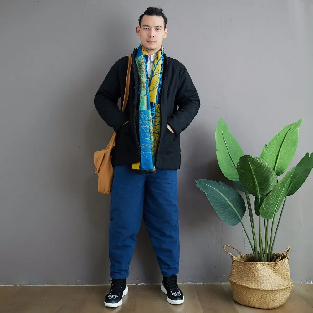 LZJN 2019 Winter Warm Men Thick Pants Double Layer Quilted Casual Pockets Male Winter Joggers Drawstring Cotton Linen Trousers (31)