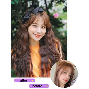 

MUMUPI synthetic long wave topper hair extensions wig for bald sparse women fake false hair curly black brown