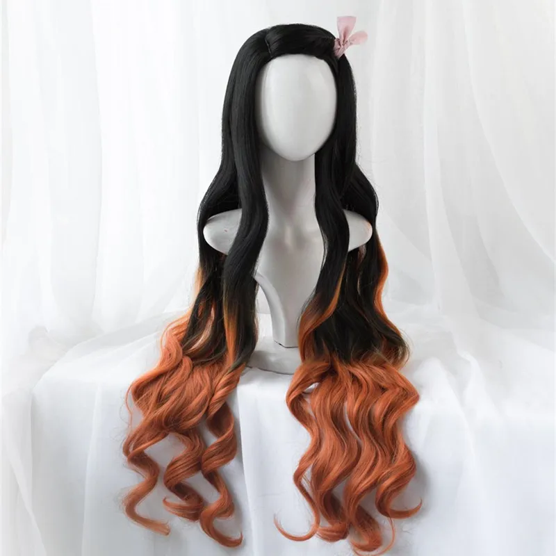 

Pre-sale Uwowo Demon Slayer: Kimetsu no Yaiba Kamado Nezuko Cosplay Wig 95cm Long Wavy Black Orange Gradient Wig