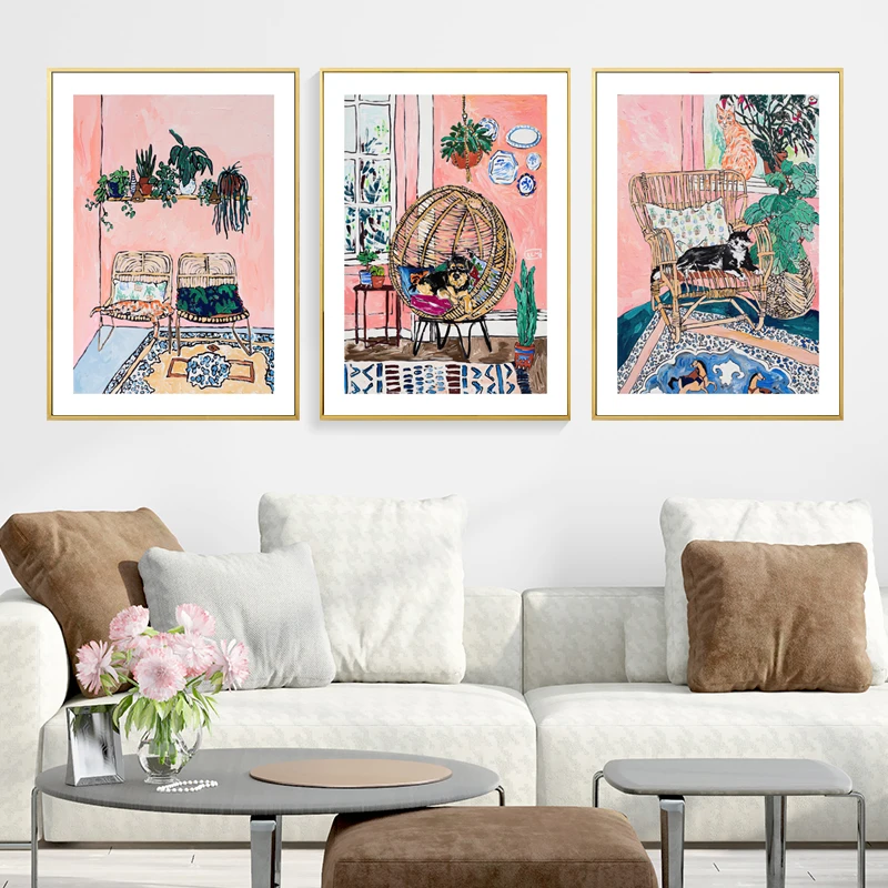 

European Nostalgic Retro Home Oil Painting Prints Wall Art Posters Home Scene Painting Pictures for Bedroom Decoration Home Deco