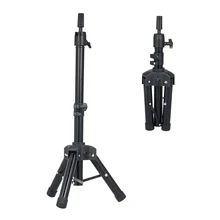 Adjustable Head Tripod Mannequin Head Tripod Wig Stand Cosmetology Training Doll Head Stand Metal Tripod Stand with Thick Leg