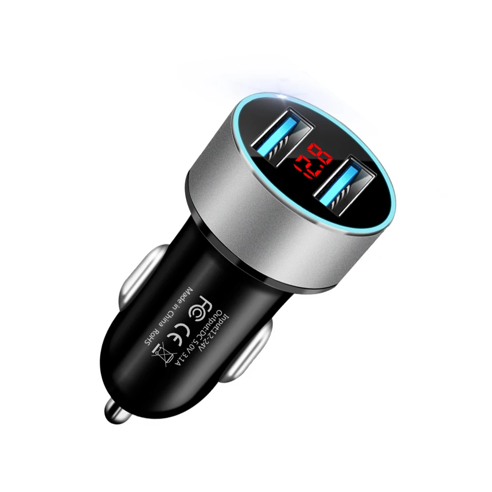 3.1A двойной USB зарядное устройство для телефона светодиодный вольтметр автомобильный прикуриватель адаптер питания розетка разветвитель для автомобилей 12-24 В - Название цвета: 3.1A Silver