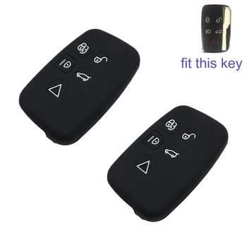 

2pcs 5 Button Silicone Car Remote Key Fob Silica Gel Holder Case Cover for LAND ROVER Series Black