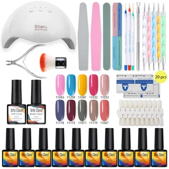 

Arte Clavo 10pcs Nail Polish Kit With 12W UV Lamp Gel Polish Set Soak Off Nail Art Tool Top Base Coat Varnish Lacquer Manicure