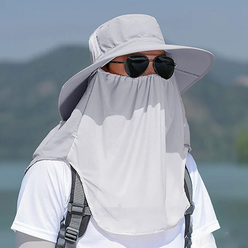 Наружная Кепка с широкими полями, 360 градусов, защита от солнца, ветрозащитная быстросохнущая маска для лица, с ушками на шее, Рыбацкая Панама
