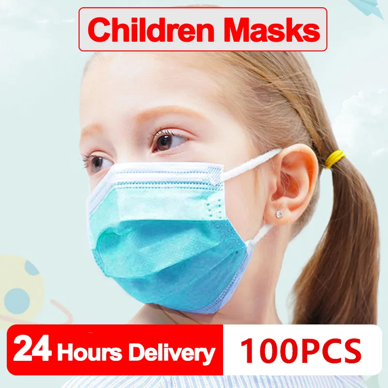 

100 PCS Kids Masks Fast Delivery Disposable Protective Mask to Prevent Disease Masks Dustproof Children Safety Mask Dropshipping