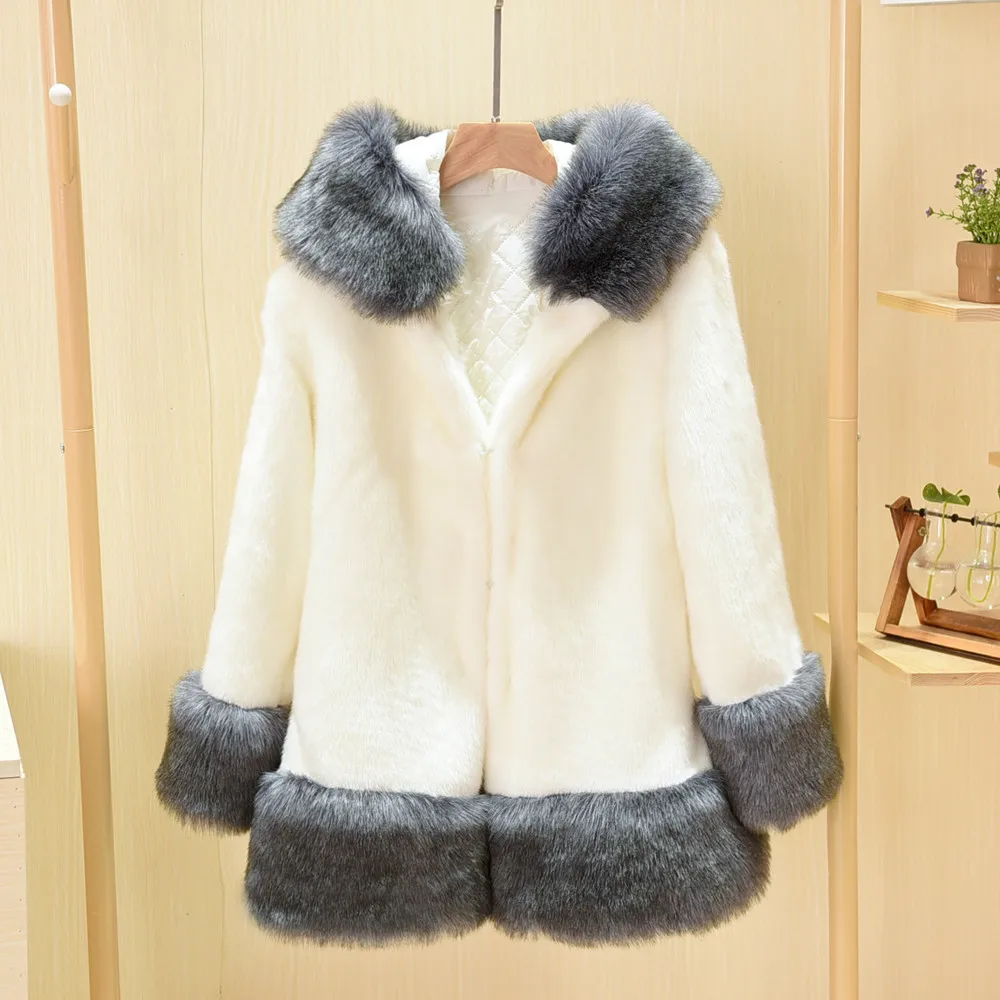 Меховое пальто, искусственное зимнее пальто для женщин, плюс размер, 6XL, с капюшоном, плюшевое пальто, элегантный меховой жилет, манто Fourrure Femme Pelliccia Donna