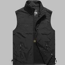 Весна и Осень Мужской Быстросохнущий жилет открытый мульти-карманы Спортивная фотография Повседневный жилет среднего возраста свободный и большой размер