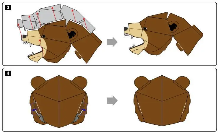 Косплей костюм медведя шар капюшон 3D бумажная модель ручной работы DIY бумажный вырез творческие детские развивающие игрушки трехмерная модель