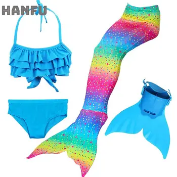 

Girls 4 Colors Swimmable Mermaid Tail with Monofin Mermaid Swimsuit Bikini Fin Kids Swimming Children Mermaid Tails Costume