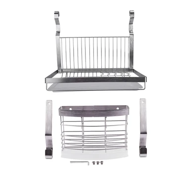 

1pcs Stainless Steel Folding Hanging Dish Rack Draining Bowl Rack & 1pcs Hanging Draining Chopsticks Rack