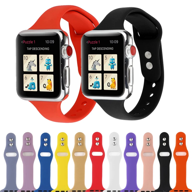 

Colorful Soft Silicone Sport Band for Apple Watch 38/42MM 40mm 44mm Rubber Watchband Strap for iWatch Series 5 4 3 2 1 Wristband